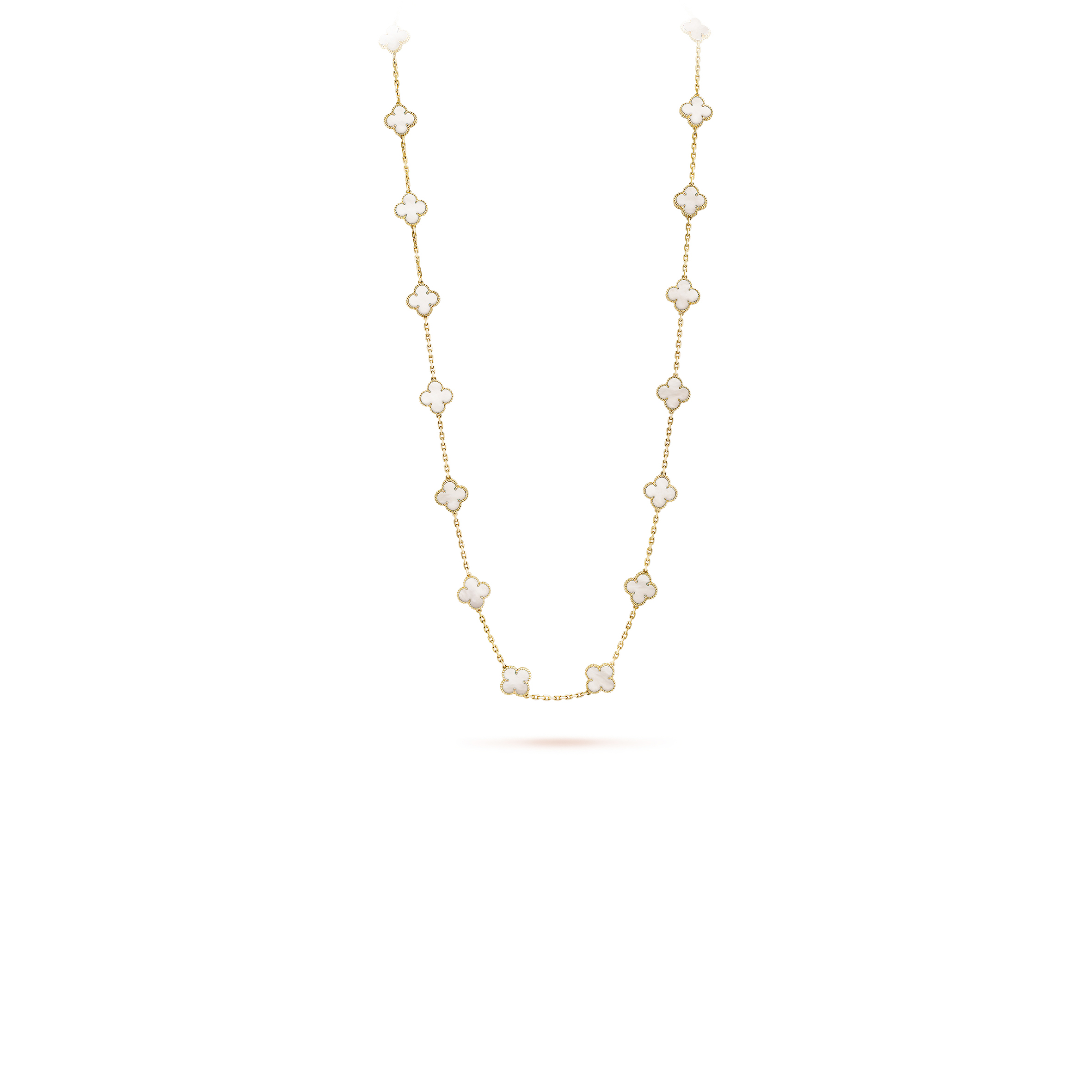 VAN CLEEF ARPELS VINTAGE ALHAMBRA LONG NECKLACE, 20 MOTIFS - YELLOW GOLD, MOTHER-OF-PEARL VCARA42100 VAN CLEEF ARPELS VINTAGE ALHAMBRA LONG NECKLACE, 20 MOTIFS - YELLOW GOLD, MOTHER-OF-PEARL VCARA42100